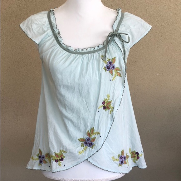 Free People Tops - Free People embroidered wrap peasant blouse